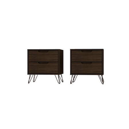 Manhattan Comfort Rockefeller Nightstand 2.0 in Brown, PK2 2-102GMC5